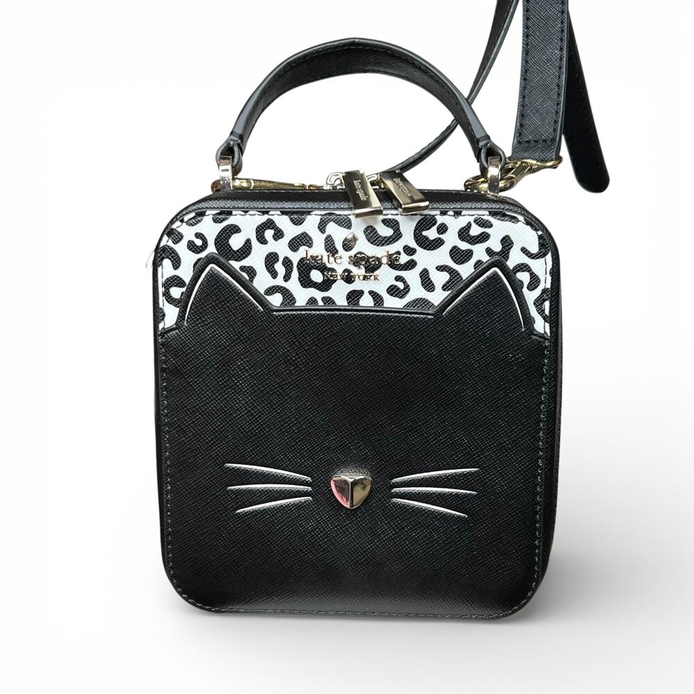 NWT Kate Spade New York Meow Cat Daisy Vanity Crossbody Bag Black Multi WKR00600 - Picture 2 of 8